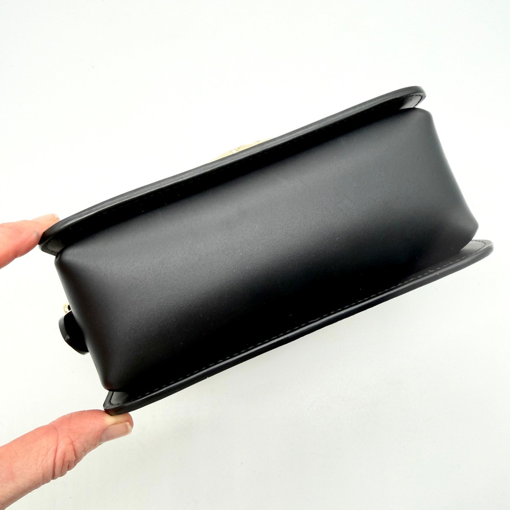 LONGCHAMP Box-Trot Leather Crossbody Bag Black Gold Medallion Flap Classic Small - Picture 8 of 16